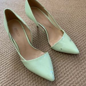 Mint green patent heels